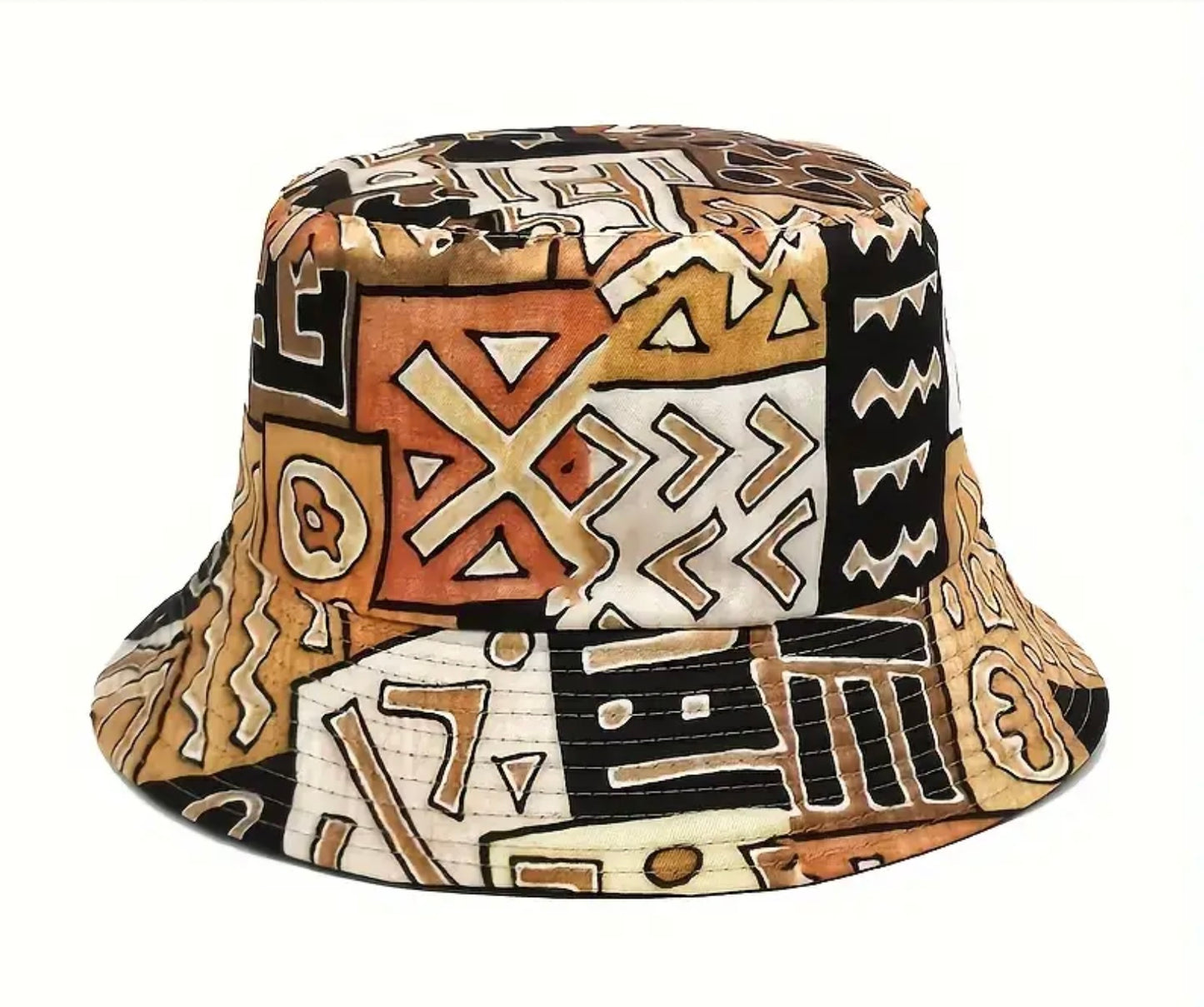 Vintage Geometric Print Bucket Hat