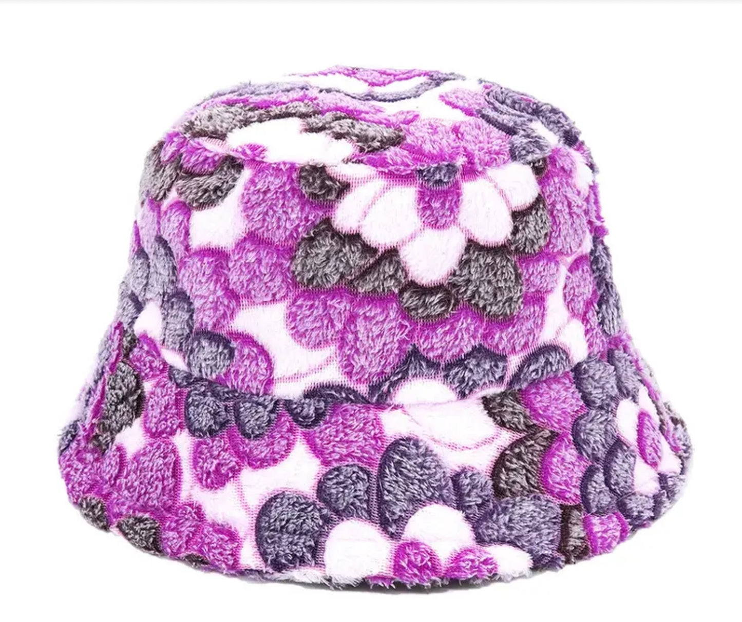 Flower Pattern Fur Bucket Hat