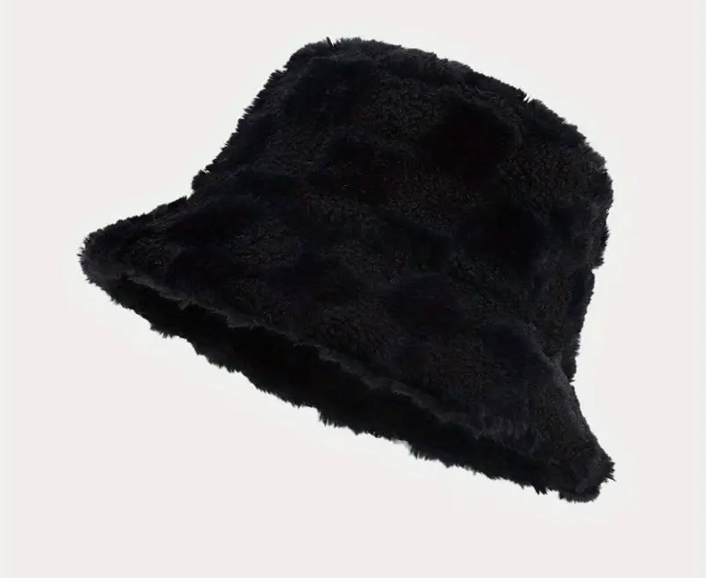 Solid Plaid Fur Bucket Hat