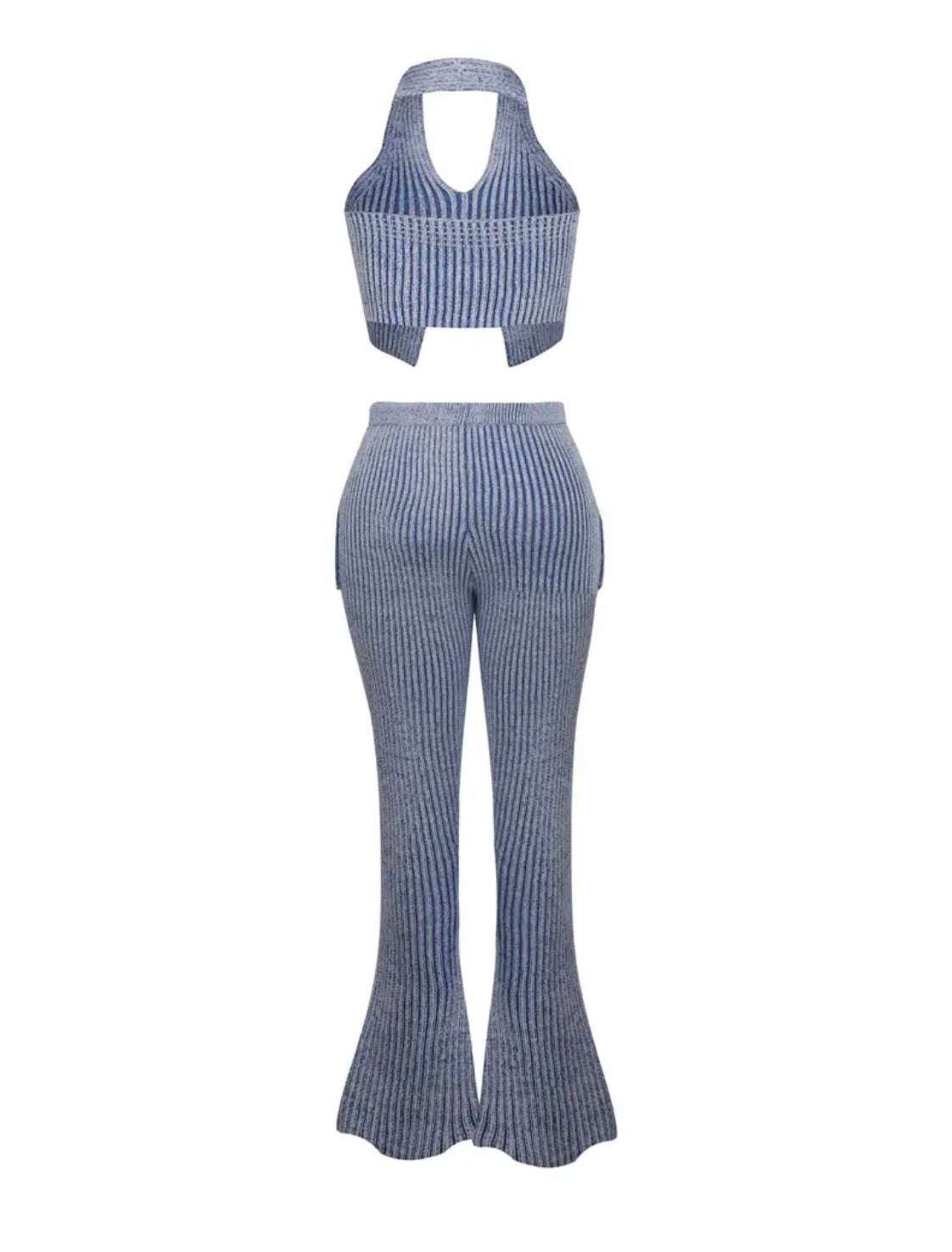 Stripe Split Halter Pants Set