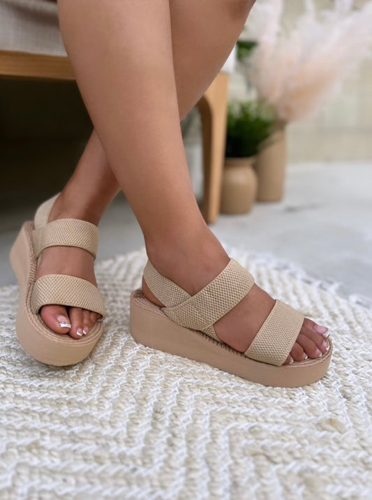 Open Toe Double Strap Wedge Sandals