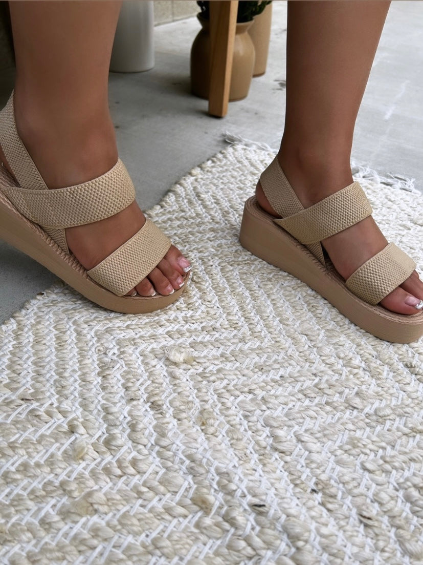 Open Toe Double Strap Wedge Sandals