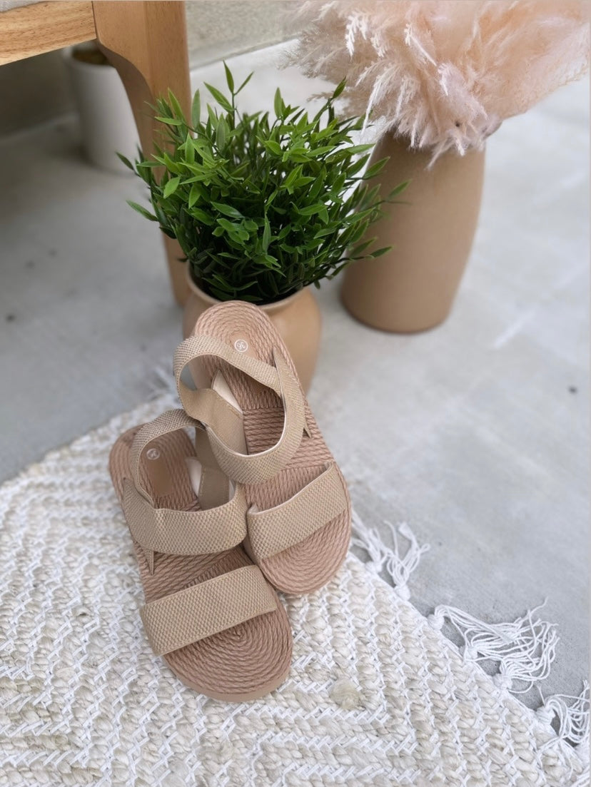 Open Toe Double Strap Wedge Sandals